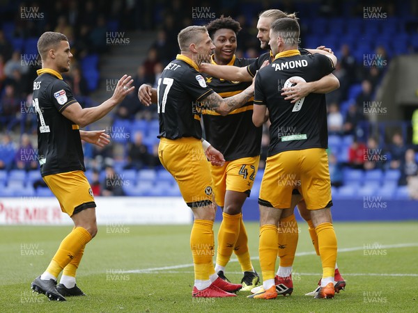 220918 - Tranmere Rovers v Newport County - Sky Bet League 2 - Frazier Frands of Newport County scores the 1st goal of the match in the 1st 5 mins and celebrates with his team mates