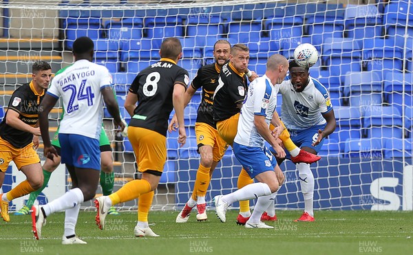 220918 - Tranmere Rovers v Newport County - Sky Bet League 2 - Scot Bennett of Newport County clears from goalmouth