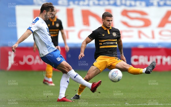220918 - Tranmere Rovers v Newport County - Sky Bet League 2 - Tyler Hornby-Forbes of Newport County and Oliver Banks of Tranmere Rovers