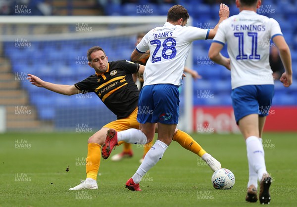 220918 - Tranmere Rovers v Newport County - Sky Bet League 2 - Matt Dolan of Newport County and Oliver Banks of Tranmere Rovers