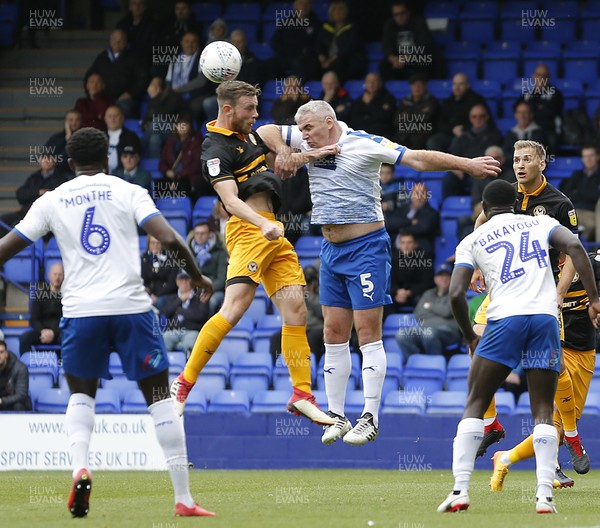 220918 - Tranmere Rovers v Newport County - Sky Bet League 2 - Mark O'Brien of Newport County and Stephen McNulty of Tranmere Rovers