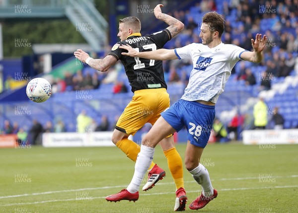 220918 - Tranmere Rovers v Newport County - Sky Bet League 2 - Scot Bennett of Newport County and Oliver Banks of Tranmere Rovers