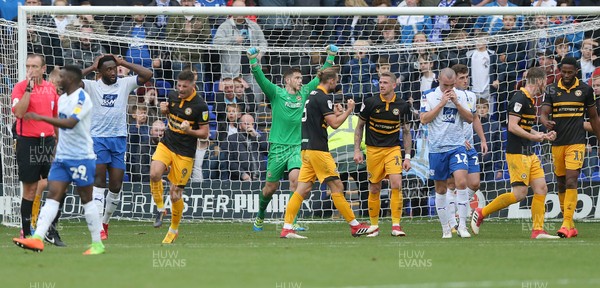 220918 - Tranmere Rovers v Newport County - Sky Bet League 2 - Newport celebrate at the final whistle