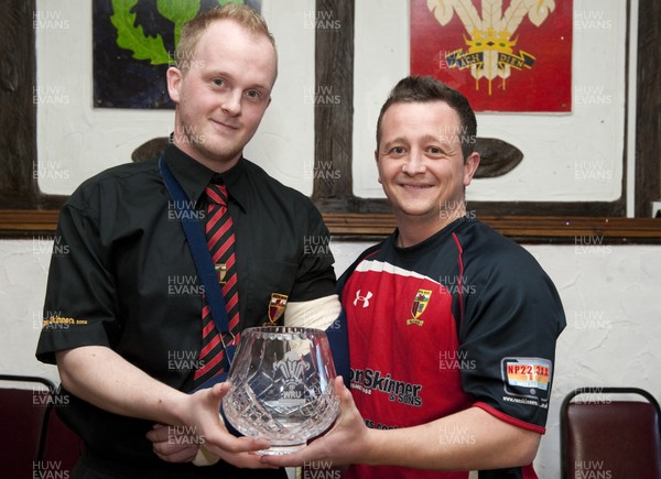 260413 - Trefile RFC - League Presentation - SWALEC League East 6 - Trefil RFC celebrate winning the Swalec League 6 EastPictured are Gethin Phillips and Gareth Thomas 