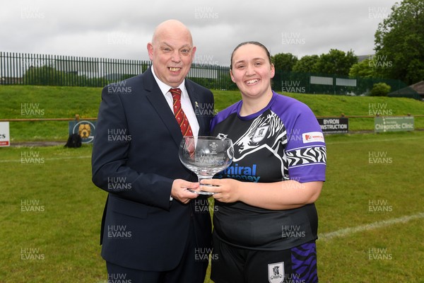 200526 - Treorchy RFC - WRU National League Central Trophy Presentation - Treorchy Captain Madie Johns is presented the trophy by WRU Rep Roy Wilkinson