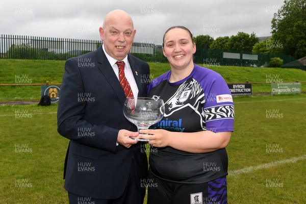 200526 - Treorchy RFC - WRU National League Central Trophy Presentation - Treorchy Captain Madie Johns is presented the trophy by WRU Rep Roy Wilkinson