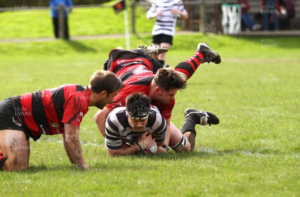 150417 - Treorchy RFC v Dowlais RFC - WRU  Division 1 East Central - Ben Williams of Treorchy scores a try  