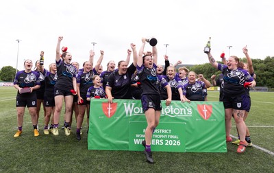 310526 - Treorchy Women celebrate as they win the Worthington’s Mid District Trophy Final