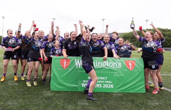 310526 - Treorchy Women celebrate as they win the Worthington’s Mid District Trophy Final