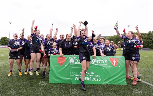 310526 - Treorchy Women celebrate as they win the Worthington’s Mid District Trophy Final