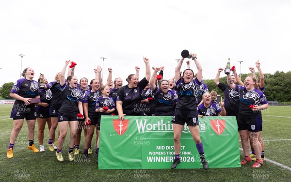 310526 - Treorchy Women celebrate as they win the Worthington’s Mid District Trophy Final