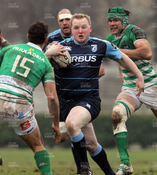 130216 - Treviso v Cardiff Blues - Guinness PRO12 -  Ethan Lewis of Blues