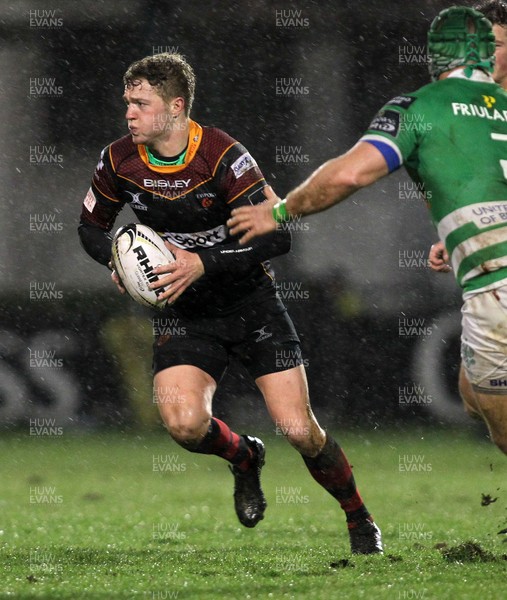 190216 - Treviso v Dragons - Guinness Pro 12 -Dragon's Angus O'Brien looks for a gap in the Treviso defence