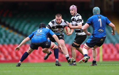 190426 - Tumble v New Dock Stars, Mens Division 3 Cup Final - Garin McPherson-Williams of Tumble takes on Elis Evans of New Dock Stars