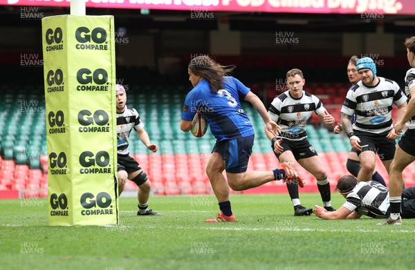 190426 - Tumble v New Dock Stars, Mens Division 3 Cup Final - Ben Leung of New Dock Stars races over for the second try