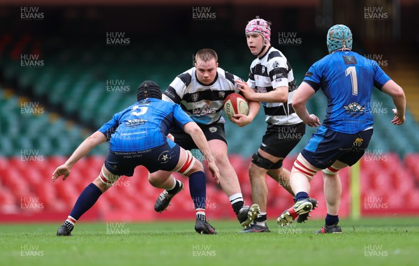 190426 - Tumble v New Dock Stars, Mens Division 3 Cup Final - Garin McPherson-Williams of Tumble takes on Elis Evans of New Dock Stars