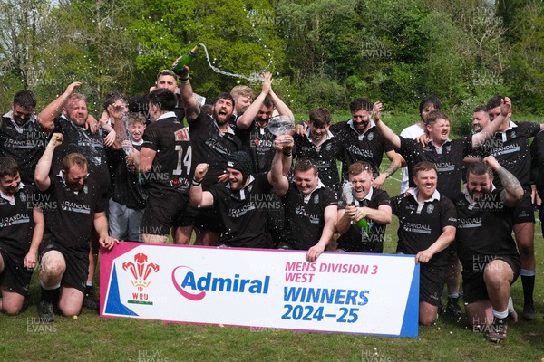 260425 - Pontyberem v Tycroes - Admiral National League 3 West - Tycroes celebrate winning the league