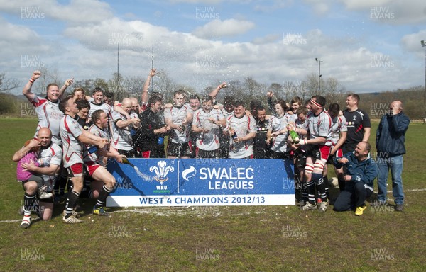 040513 - Tycroes v Neyland - SWALEC League 4 West - Tycroes celebrate winning the SWALEC League 4 West title 