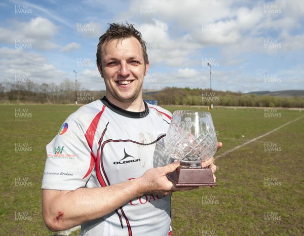 040513 - Tycroes v Neyland - SWALEC League 4 West -  Captain Steve Roach with the trophy