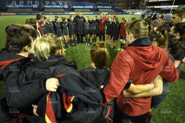 081117 - UK Armed Forces Women v Wales Development XV Women - Wales huddle