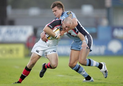 14.10.06 - Ulster v Cardiff Blues Ulster's Andrew Maxwell with Chris Czekaj of Cardiff 