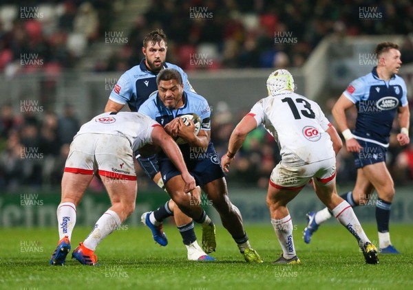 251019 - Ulster Rugby v Cardiff Blues - Guinness PRO14 -  Ulster's Jack McGrath in action with Cardiff's Nick Williams