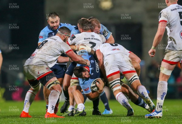 251019 - Ulster Rugby v Cardiff Blues - Guinness PRO14 -  Ulster's Marcell Coetzee in action with Cardiff's Josh Turnbull