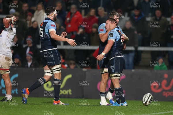 251019 - Ulster Rugby v Cardiff Blues - Guinness PRO14 -  Cardiff's Will Boyde celebrates