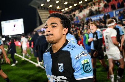 190424 - Ulster v Cardiff Rugby - United Rugby Championship - Theo Cabango of Cardiff after the United Rugby Championship match between Ulster and Cardiff