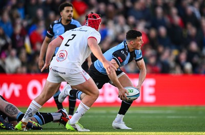 190424 - Ulster v Cardiff Rugby - United Rugby Championship - Ellis Bevan of Cardiff