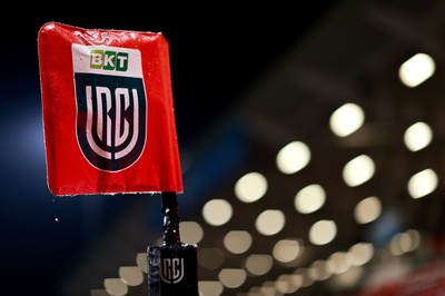 310126 - Ulster v Cardiff Rugby - United Rugby Championship - A detailed view of a sideline flag before the United Rugby Championship match
