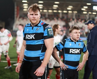 310126 - Ulster v Cardiff Rugby - United Rugby Championship - A dejected Josh McNally of Cardiff leaves the pitch after his side's defeat
