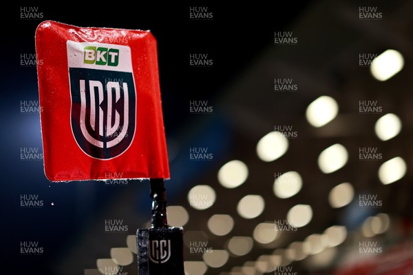 310126 - Ulster v Cardiff Rugby - United Rugby Championship - A detailed view of a sideline flag before the United Rugby Championship match