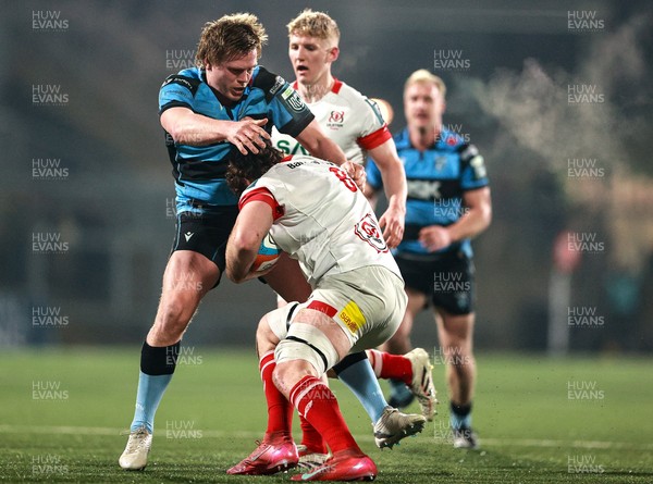 310126 - Ulster v Cardiff Rugby - United Rugby Championship - David McCann of Ulster in action against Dan Thomas of Cardiff