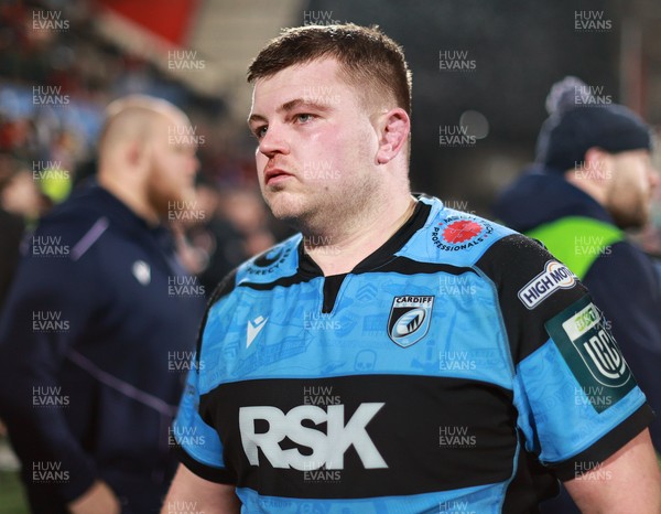 310126 - Ulster v Cardiff Rugby - United Rugby Championship - A dejected Danny Southworth of Cardiff leaves the pitch after his side's defeat