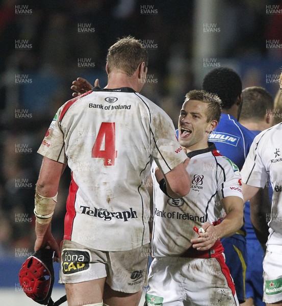 12.11.11  Ulster v Clermont Auvergne... Johann Muller and Paul Marshall celebrate. 