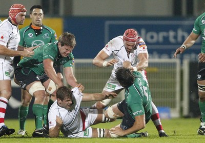 05.11.11 - Ulster v Connacht - RaboDirect Pro 12 Dan Tuohy and Chris Henry of Ulster introduce themselves to TJ Anderson and Mike McCarthy of Connacht 