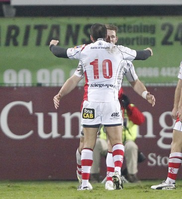 05.11.11 - Ulster v Connacht - RaboDirect Pro 12 Craig Gilroy celebrates with Ian Humphreys after scoring the first try for Ulster 