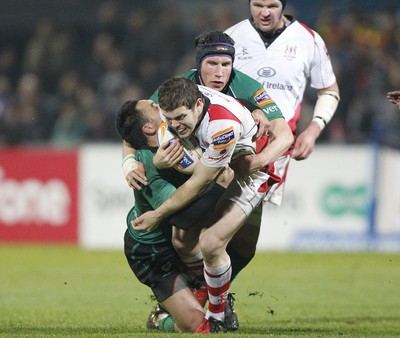 05.11.11 - Ulster v Connacht - RaboDirect Pro 12 Darren Cave of Ulster tackled by Miah Nikora and Dylan Rogers of Connacht 