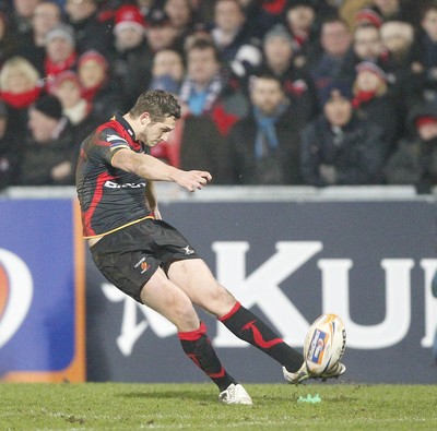 100212 - Ulster v Dragons - RaboDirect Pro 12Jason Tovey kicks the third penalty for Dragons