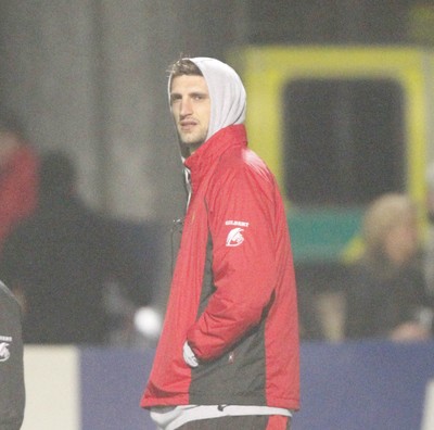 100212 - Ulster v Dragons - RaboDirect Pro 12Dragons' Luke Charteris watches his team from the side lines