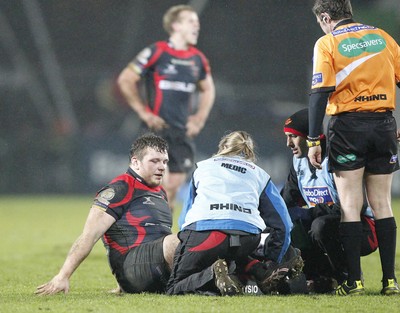 100212 - Ulster v Dragons - RaboDirect Pro 12Dragons' Nathan Buck receives attention