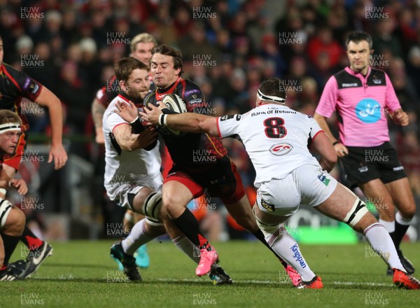 261018 - Ulster v Dragons - Guinness PRO14 -  Ulster's Marcell Coetzee in action with Dragons Rhodri Williams