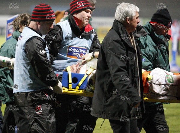 020312 Ulster v Edinburgh - RaboDirect Pro12  Ulster's Mike McComish is carried off injured