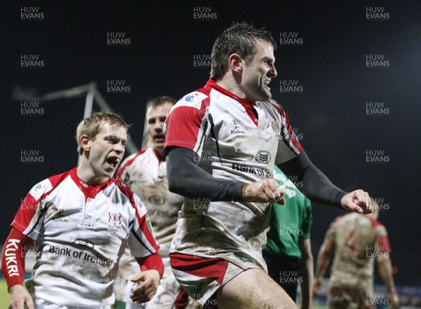 110113 Ulster v Glasgow - Heineken Cup - Jared Payne celebrates scoring the second try for Ulster 