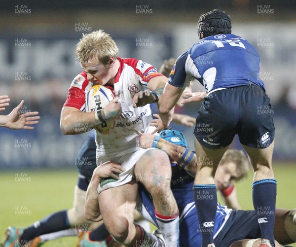 211212 Ulster v Leinster - RaboDirect Pro 12 - Luke Marshall of Ulster is tackled by Kevin McLaughlin of Leinster 