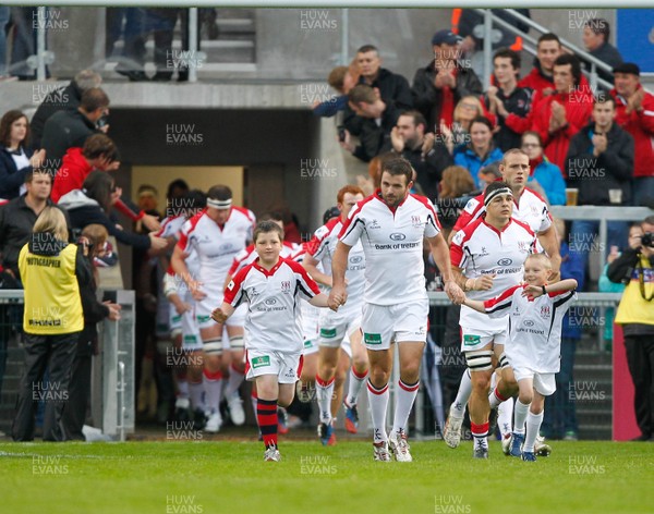 230813 - Ulster v Leinster - Pre-season Friendly - Jared Payne leads Ulster out onto the new Ravenhill  