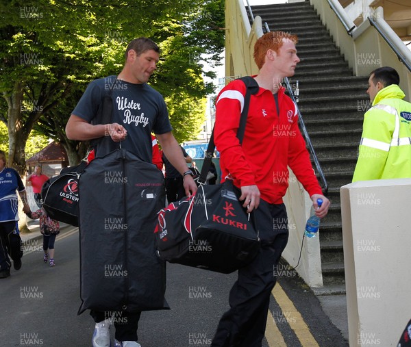 250513 - Ulster v Leinster - RaboDirect Pro 12 -  Johann Muller and Peter Nelson of Ulster arrive at the RDS ahead of the RaboDirect Pro 12 Final  