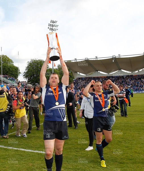 250513 - Ulster v Leinster - RaboDirect Pro 12 -  Jamie Heaslip of Leinster celebrates with the trophy 