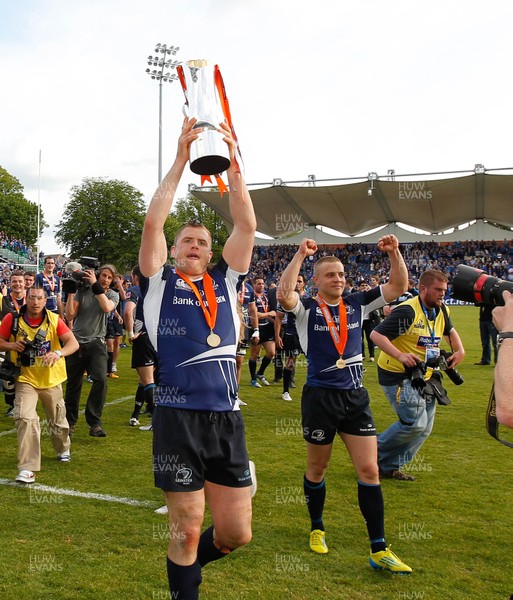 250513 - Ulster v Leinster - RaboDirect Pro 12 -  Jamie Heaslip of Leinster celebrates with the trophy 